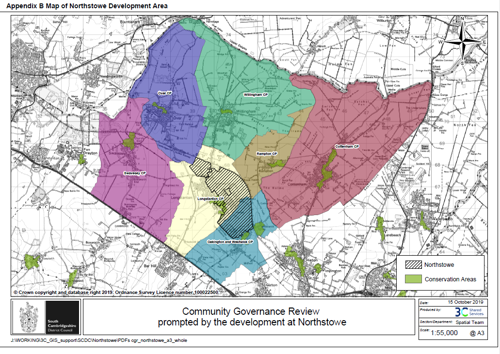 A map of Northstowe development with a hyperlink to a larger version of the map