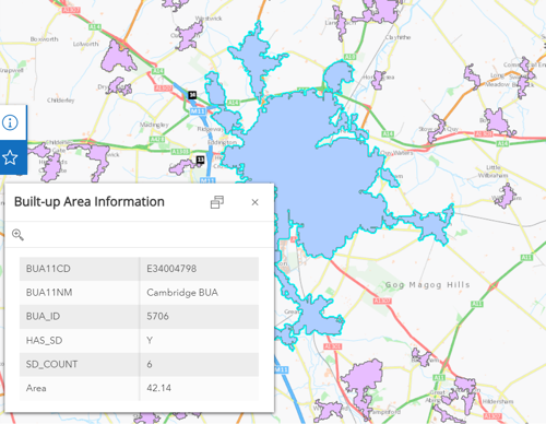 Map of built up area information