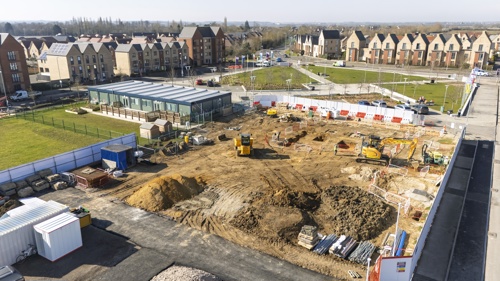 The construction site for the Northstowe permanent community centre