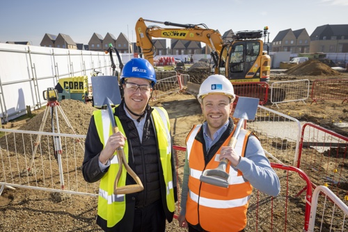 by Cllr Henry Batchelor, Lead Cabinet Member for Communities for South Cambridgeshire District Council and Kier construction celebrate the start construction work on the Northstowe permanent community centre.