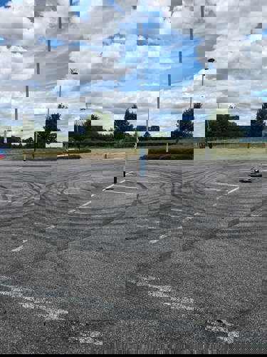 Skid marks at Milton Park and Ride